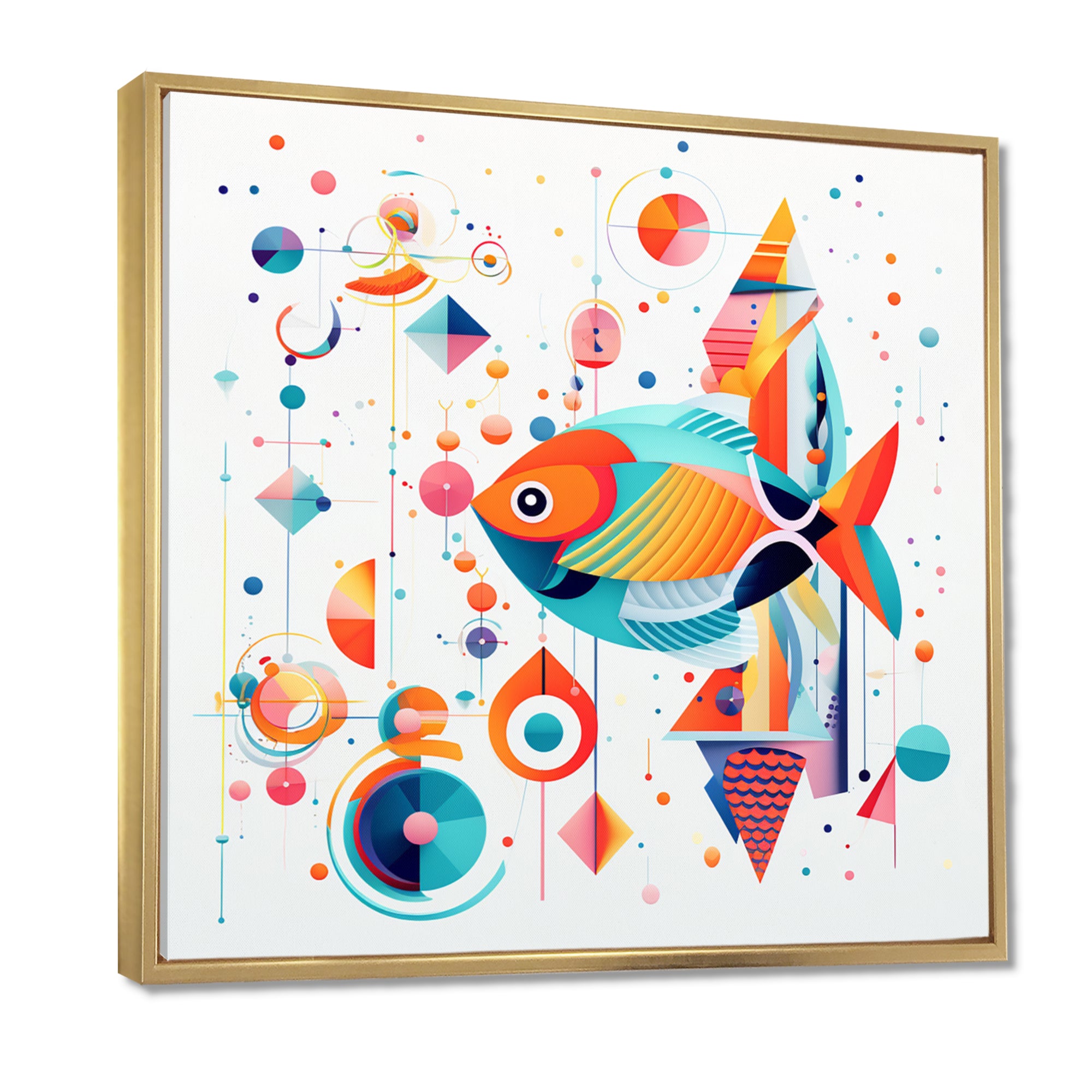 Colorful Goldfish Swimming In The Wild - Fish Framed Canvas Art