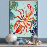 Deep Sea Lobster Retro Illustration - Lobster Large Canvas Wall Art