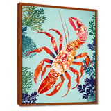 Deep Sea Lobster Retro Illustration - Lobster Large Canvas Wall Art