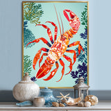 Deep Sea Lobster Retro Illustration - Lobster Large Canvas Wall Art