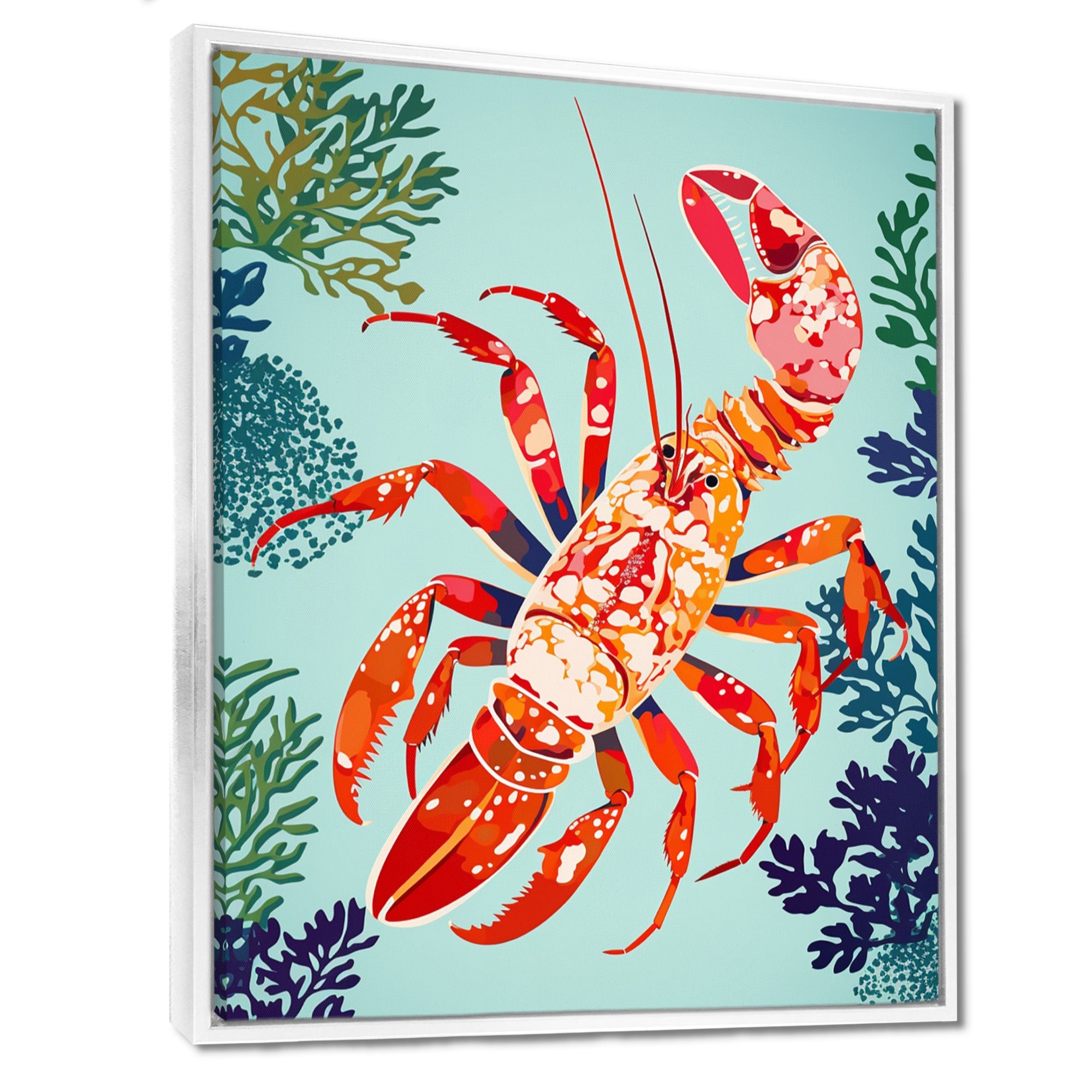 Deep Sea Lobster Retro Illustration - Lobster Large Canvas Wall Art