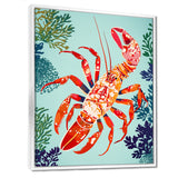 Deep Sea Lobster Retro Illustration - Lobster Large Canvas Wall Art