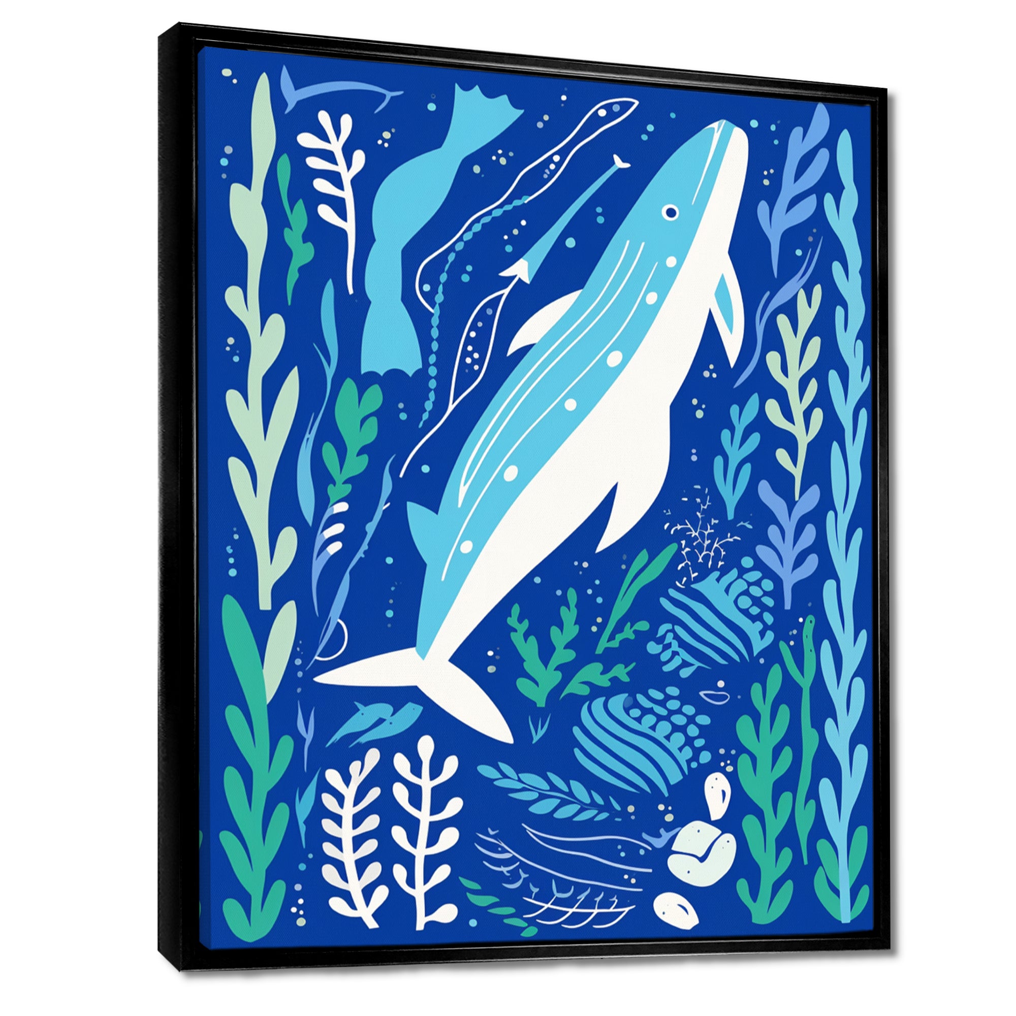 Deep Ocean Whale Retro Illustration - Whale Home Decor Art