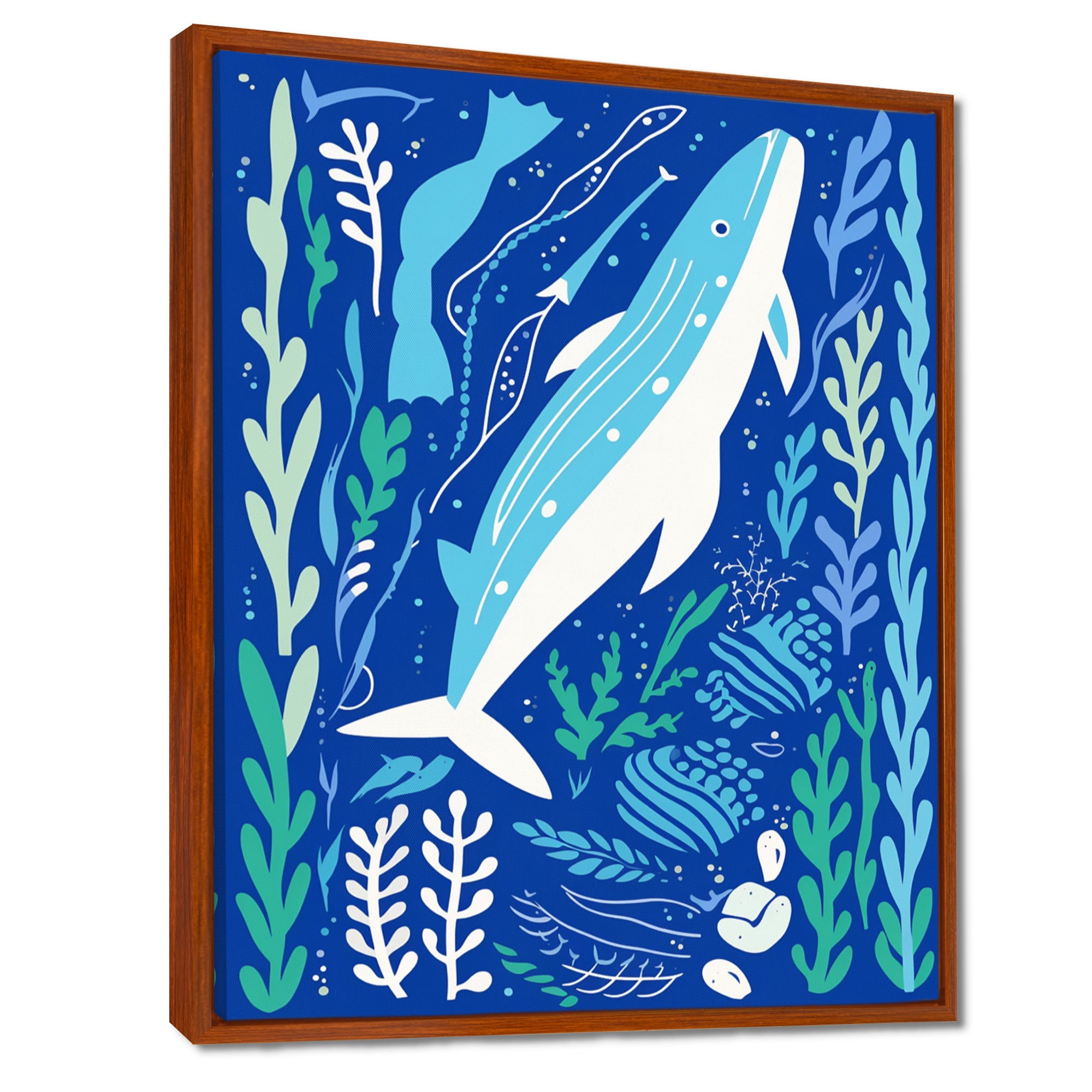Deep Ocean Whale Retro Illustration - Whale Home Decor Art