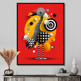 Retro Abstract Flamingo Graphic Geometrics - Flamingo Living Room Wall Art