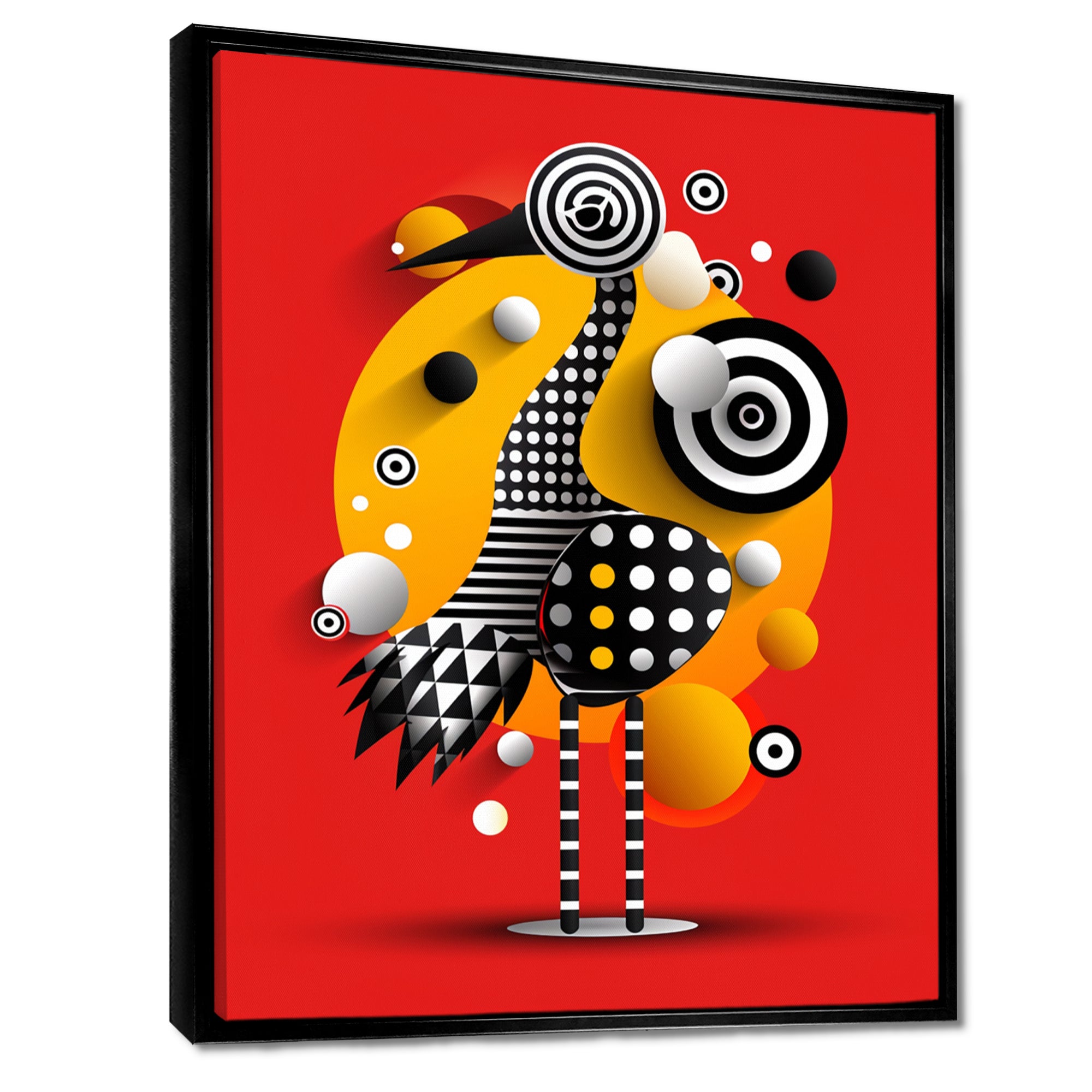 Retro Abstract Flamingo Graphic Geometrics - Flamingo Living Room Wall Art