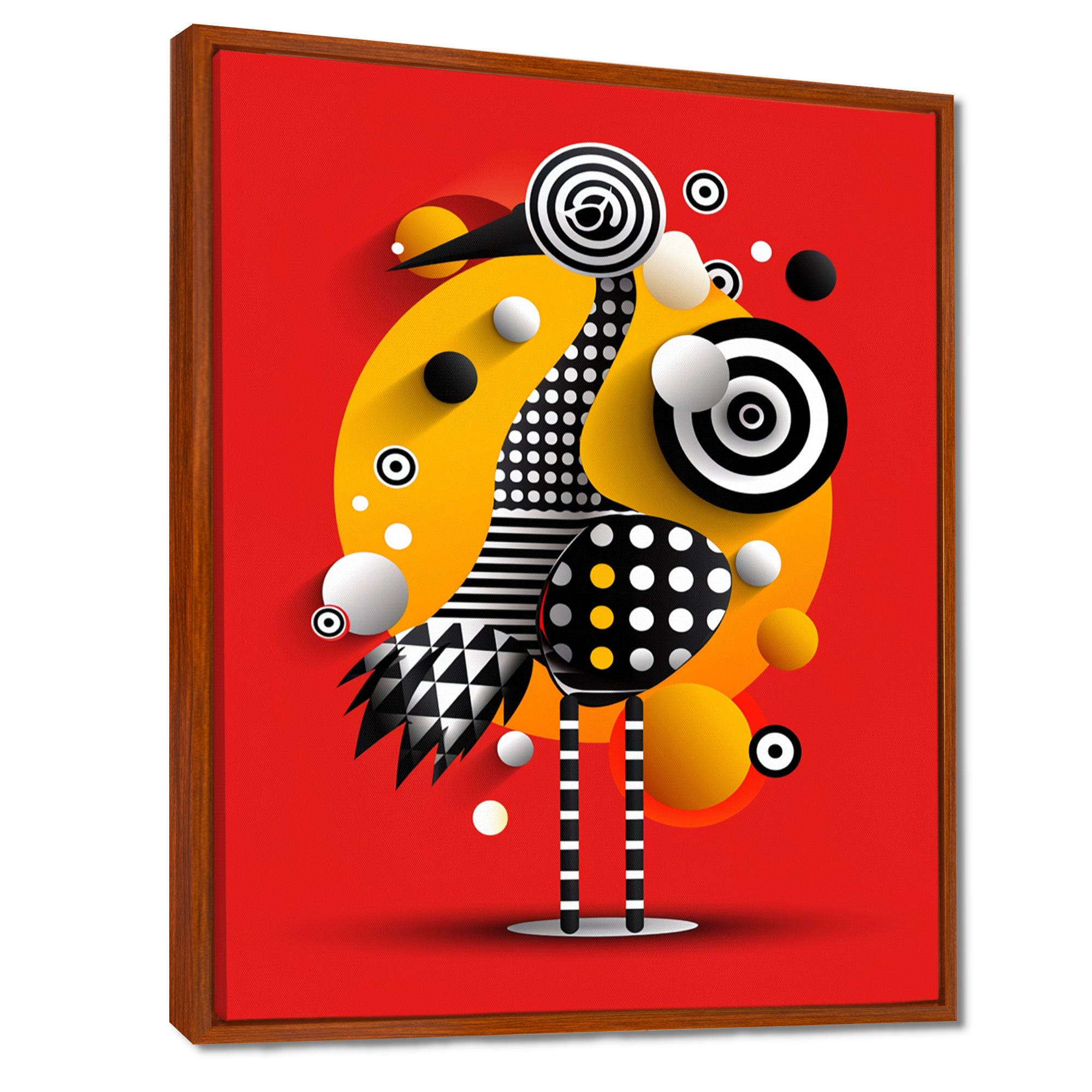 Retro Abstract Flamingo Graphic Geometrics - Flamingo Living Room Wall Art