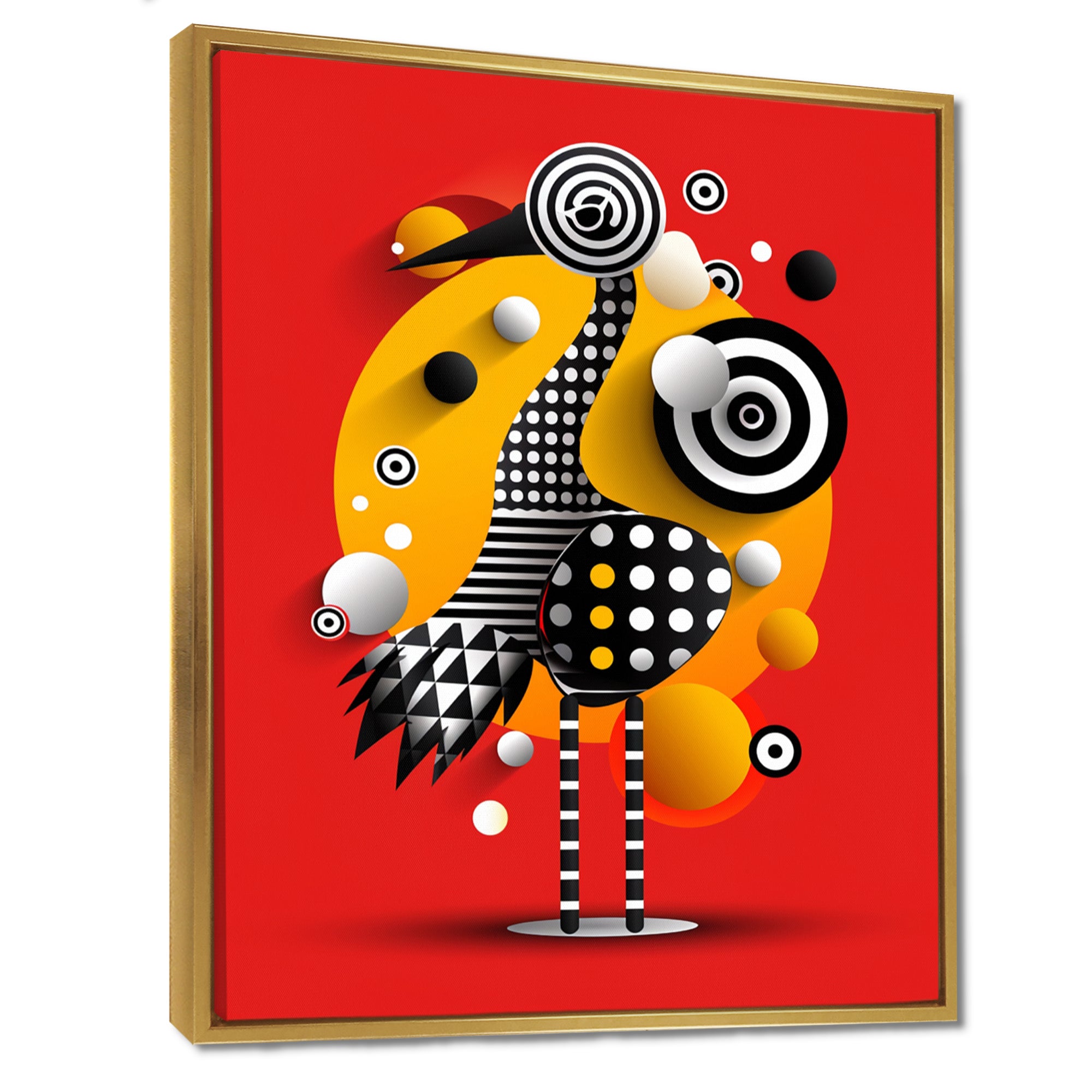 Retro Abstract Flamingo Graphic Geometrics - Flamingo Living Room Wall Art