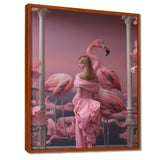 Pink Lady With Pink Flamingos - Flamingo Canvas Wall Art