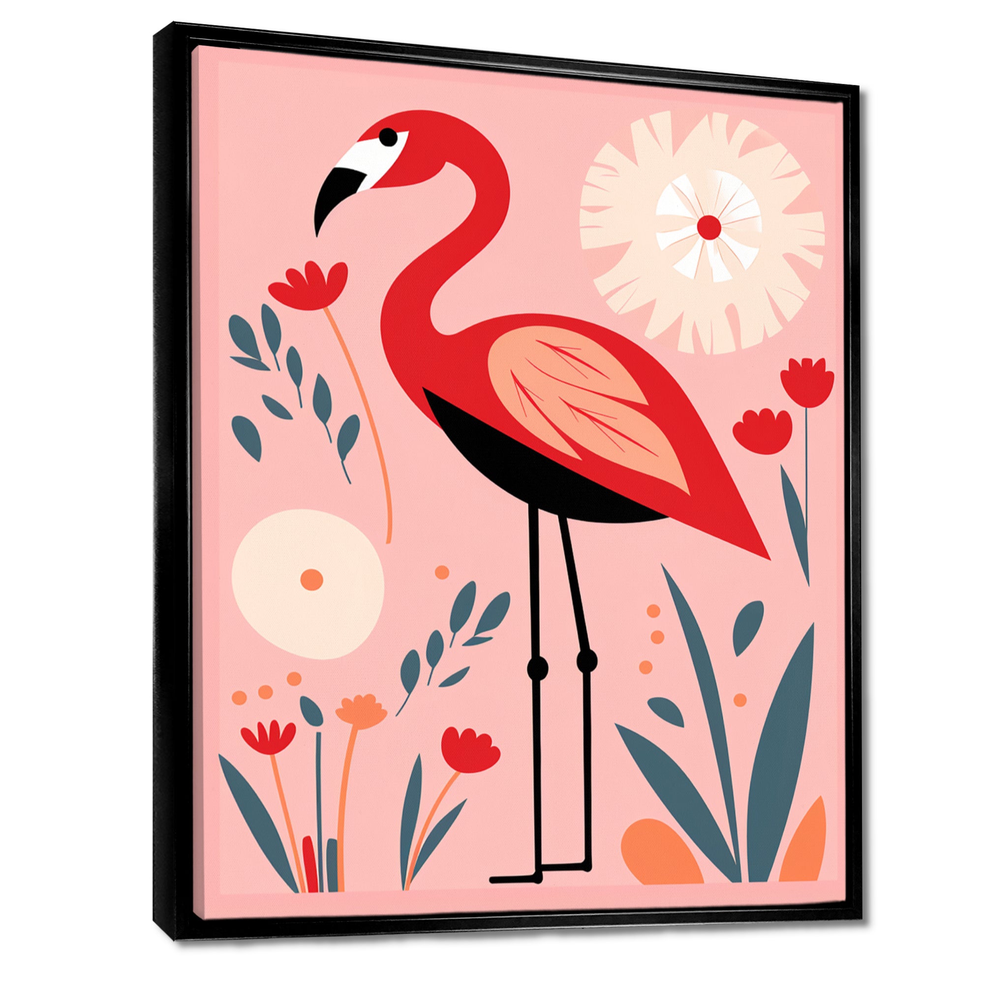 Pink Flamingo Retro Illustration - Flamingo Wall Decor
