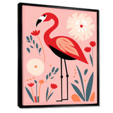 Pink Flamingo Retro Illustration - Flamingo Wall Decor
