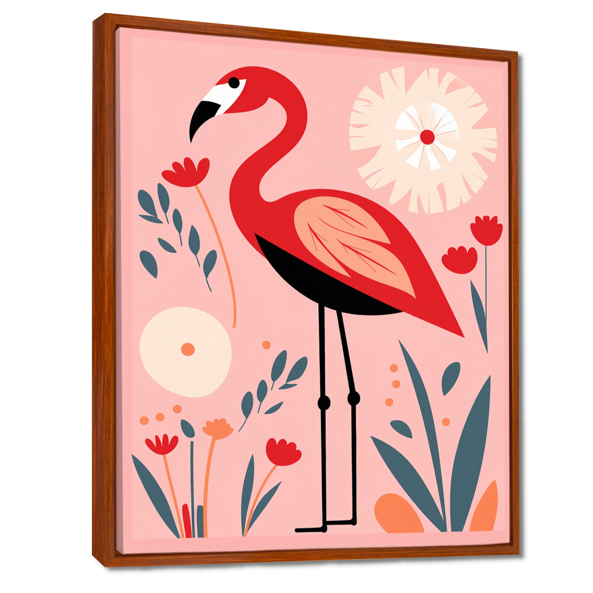 Pink Flamingo Retro Illustration - Flamingo Wall Decor