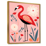 Pink Flamingo Retro Illustration - Flamingo Wall Decor