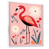 Pink Flamingo Retro Illustration - Flamingo Wall Decor