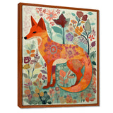 Boho Fox In Flower Forest - Orange Fox Wall Art