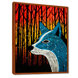 Minimal Fox Hunting In The Forest - Fox Framed Canvas Art