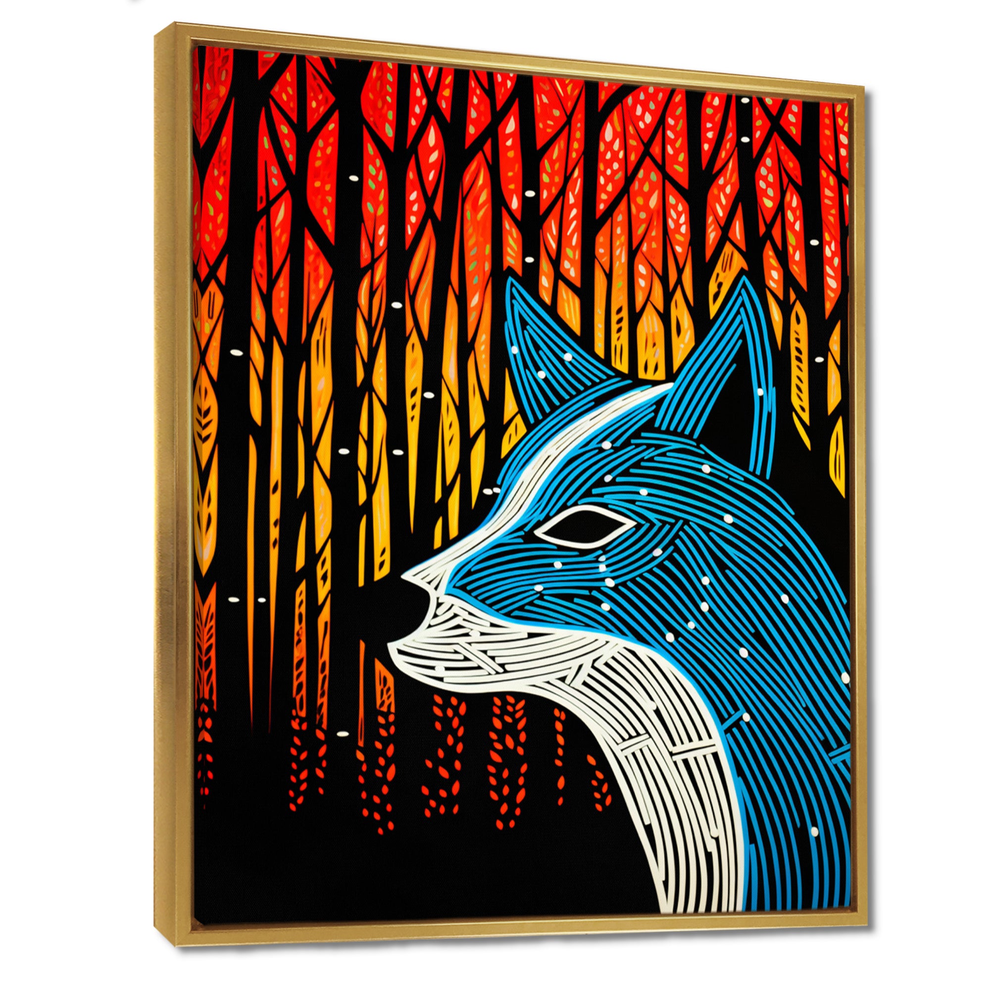 Minimal Fox Hunting In The Forest - Fox Framed Canvas Art