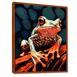 Frog On A Leaf Retro Illustration - Frog Bedroom Wall Art