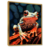 Frog On A Leaf Retro Illustration - Frog Bedroom Wall Art