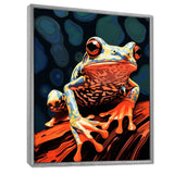 Frog On A Leaf Retro Illustration - Frog Bedroom Wall Art