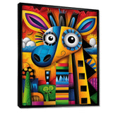Goofy Giraffe Colorful Retro Abstract - Giraffe Canvas Wall Art