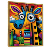 Goofy Giraffe Colorful Retro Abstract - Giraffe Canvas Wall Art