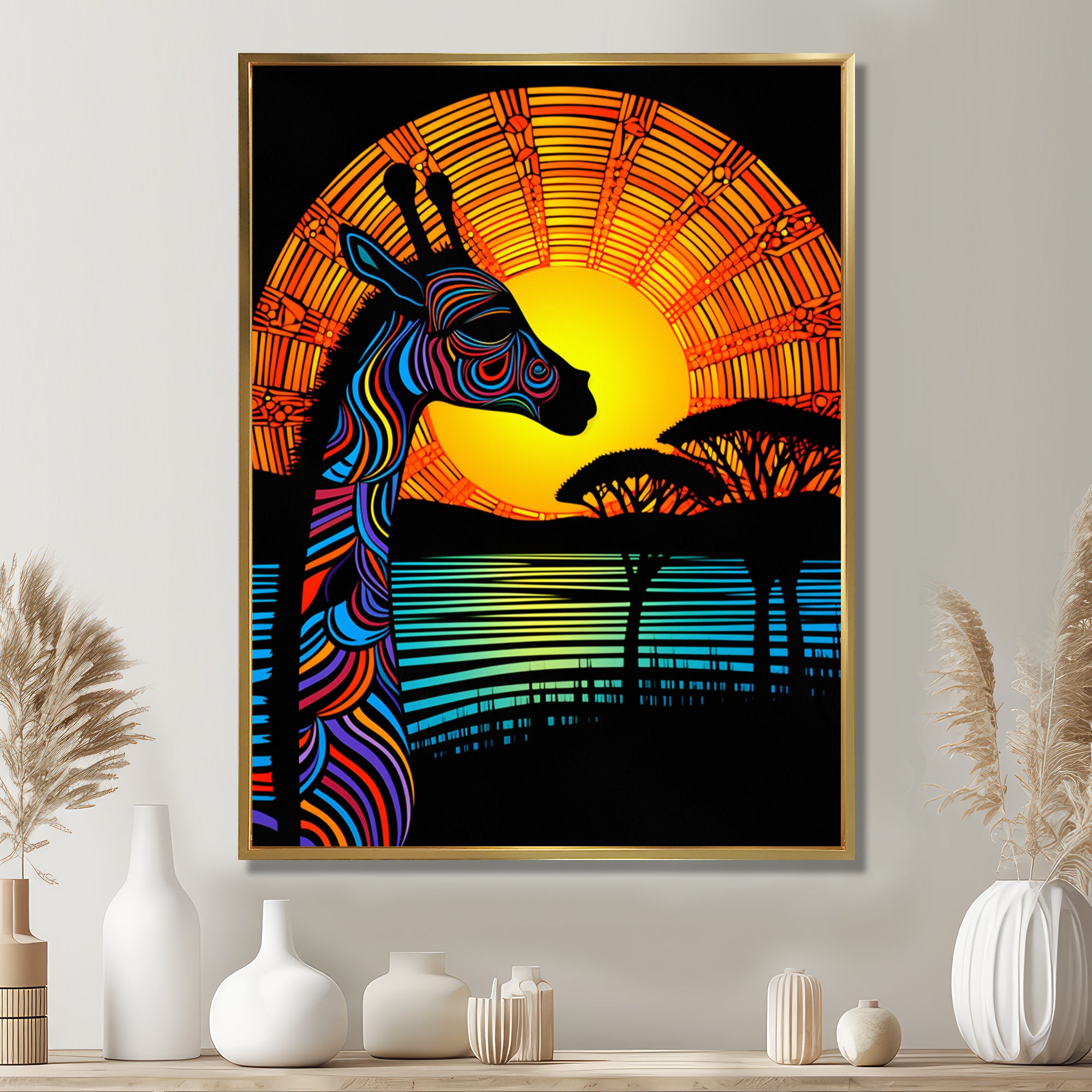 Gorgeous Giraffe Magical Sunset - Giraffe Wall Decor
