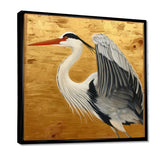 Heron Ready For Liftoff On Gold - White Heron Wall Art