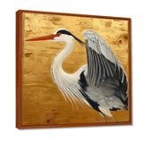 Heron Ready For Liftoff On Gold - White Heron Wall Art