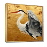 Heron Ready For Liftoff On Gold - White Heron Wall Art