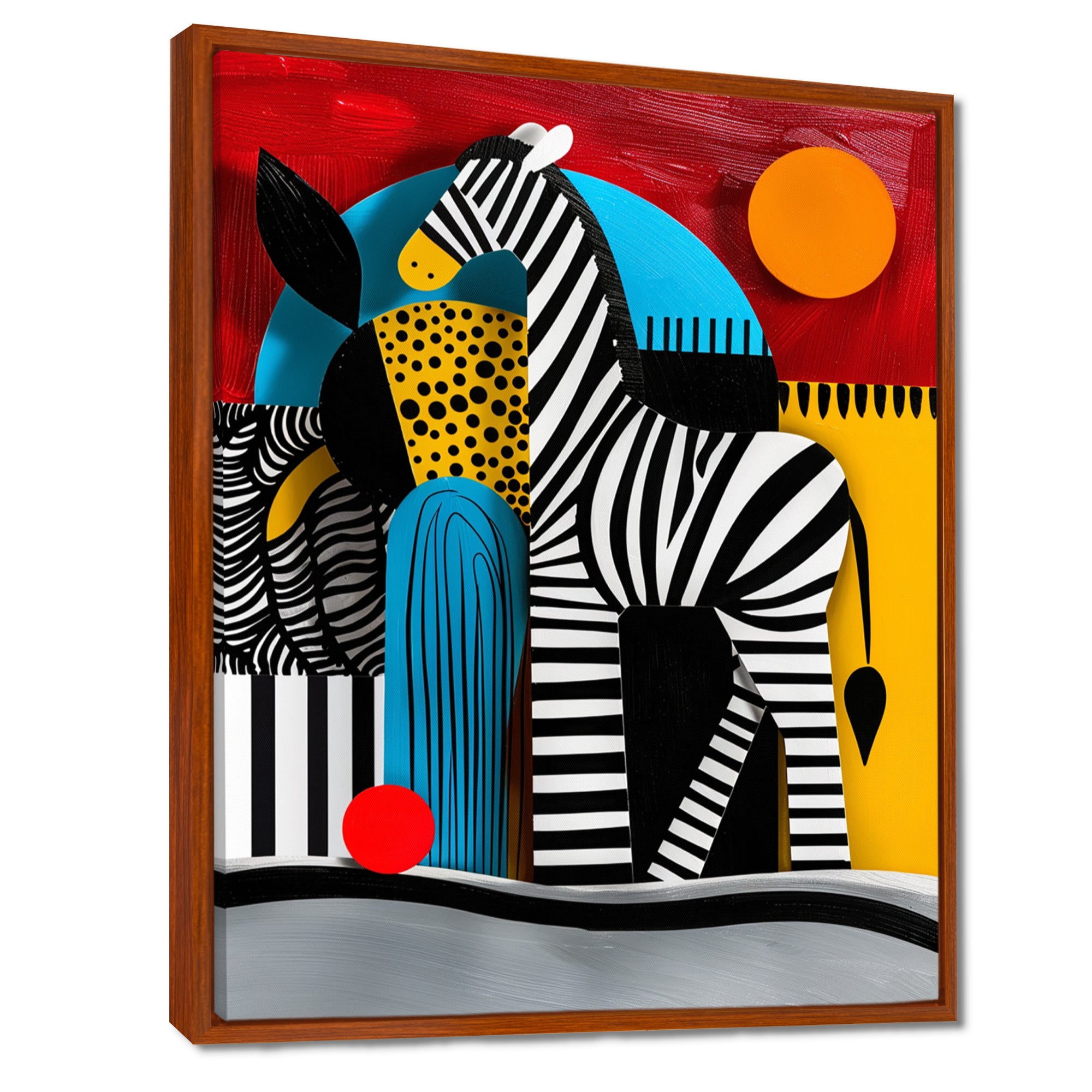 Playful Zebra Geometric Retro Abstract - Zebra Home Decor Art