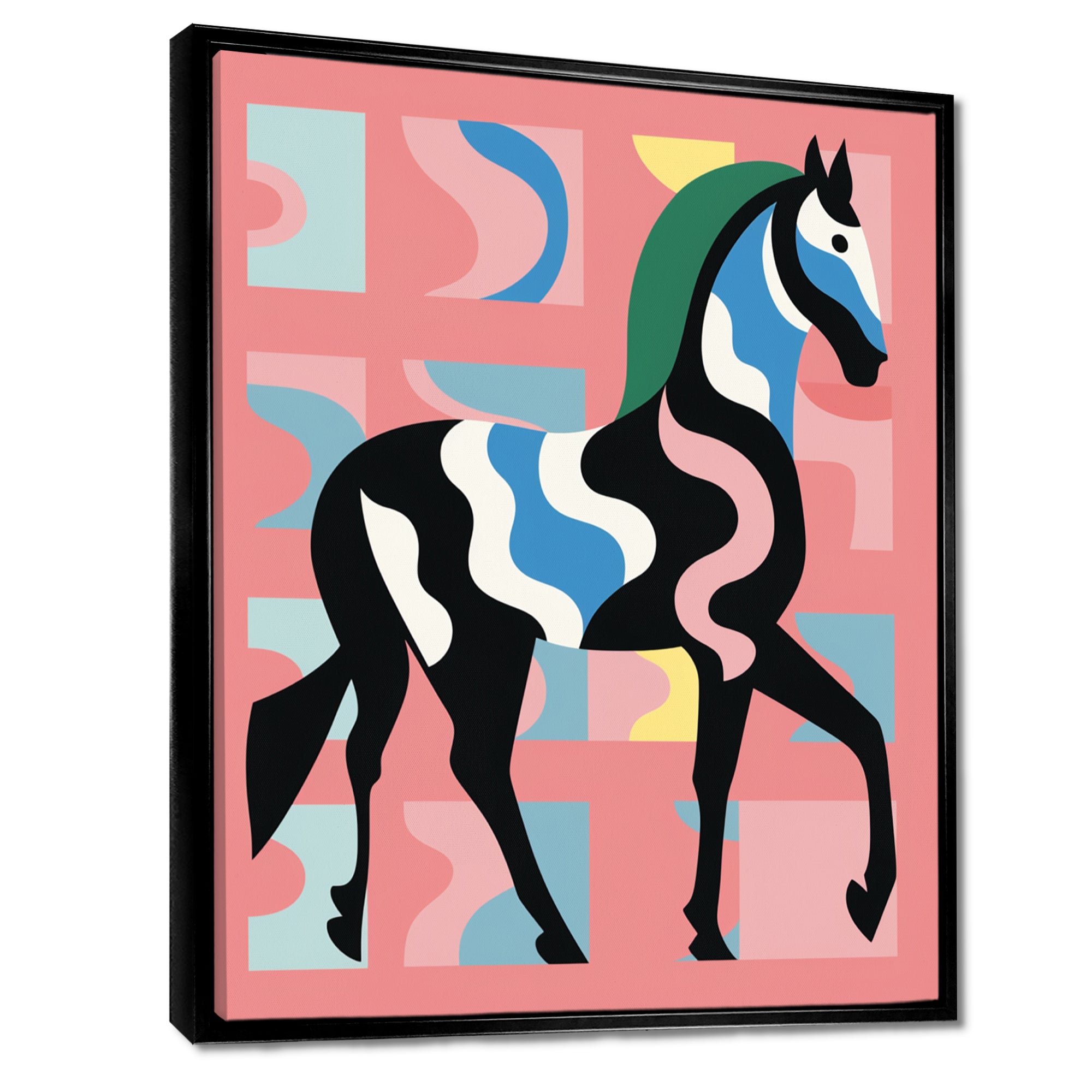 Gracious Black Horse Retro Illustration - Horse Wall Decor