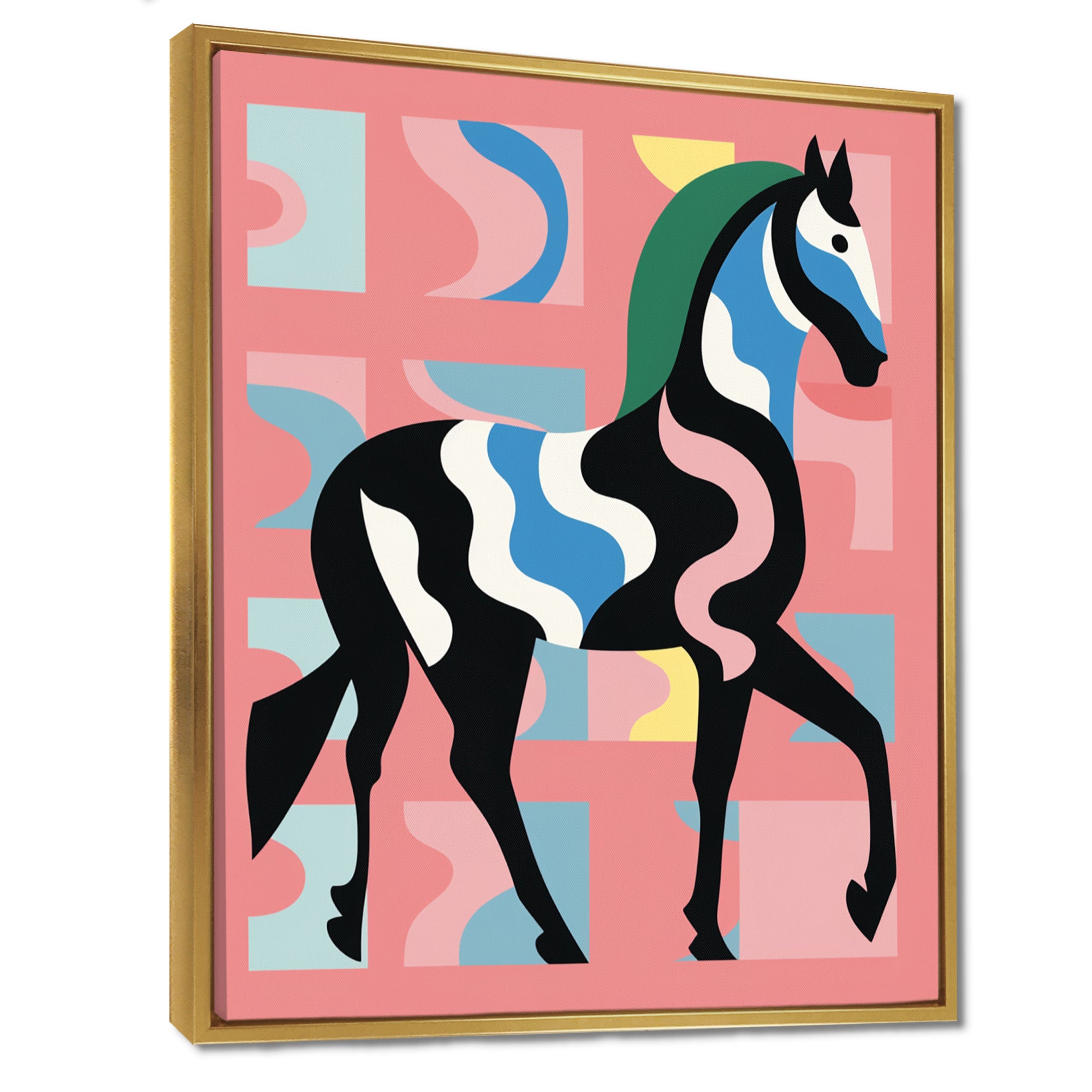 Gracious Black Horse Retro Illustration - Horse Wall Decor