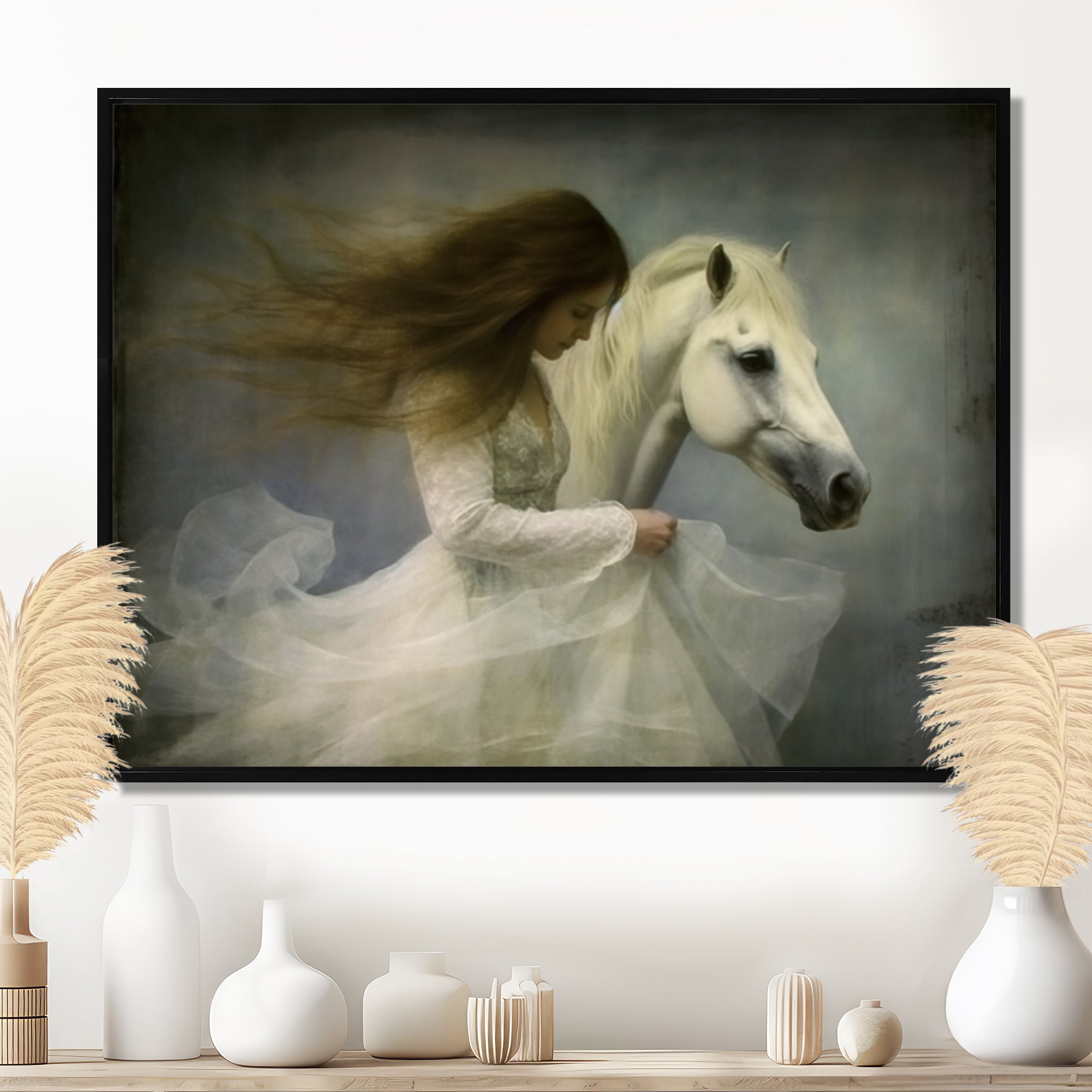 White Dancer With White Horse - Horse Wall Art Prints