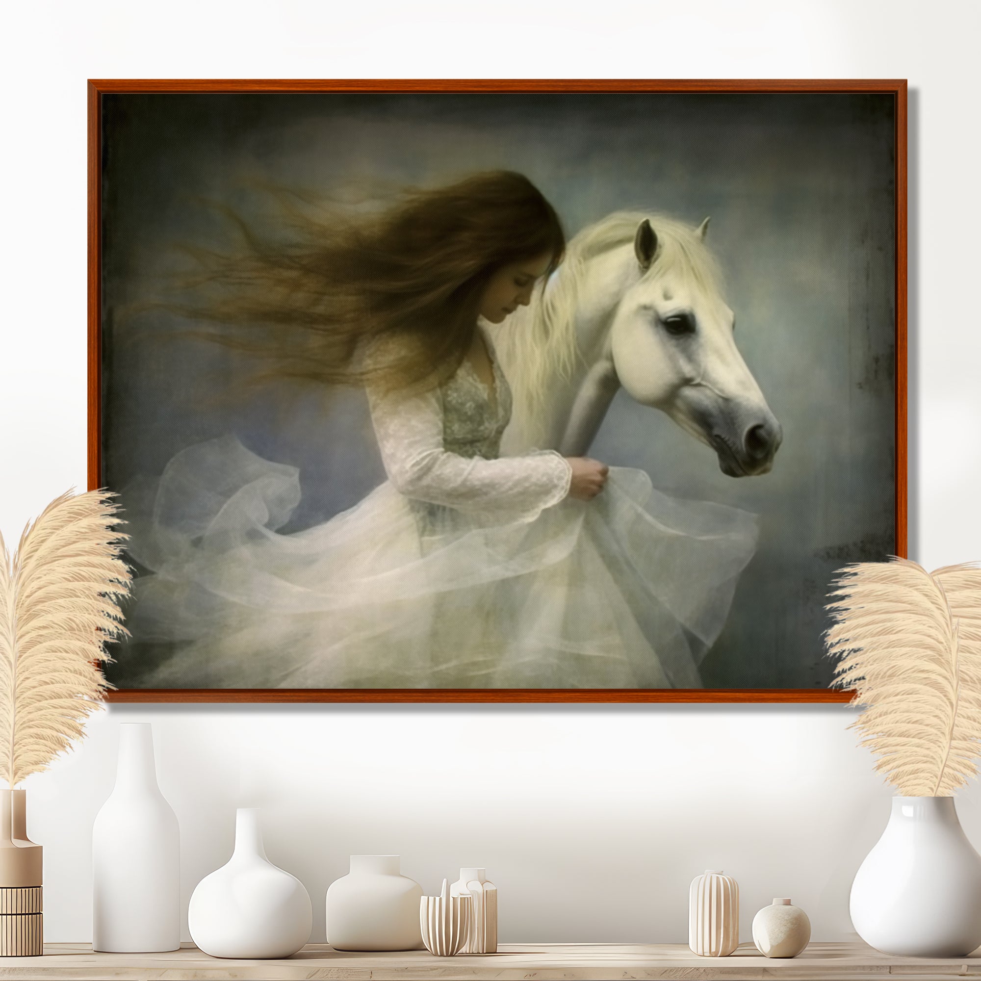 White Dancer With White Horse - Horse Wall Art Prints