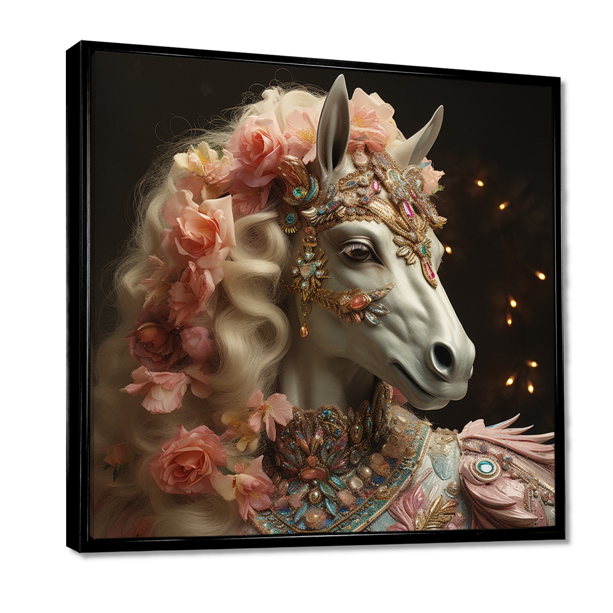 Gracious Horse Retro Glam - Horse Large Canvas Wall Art