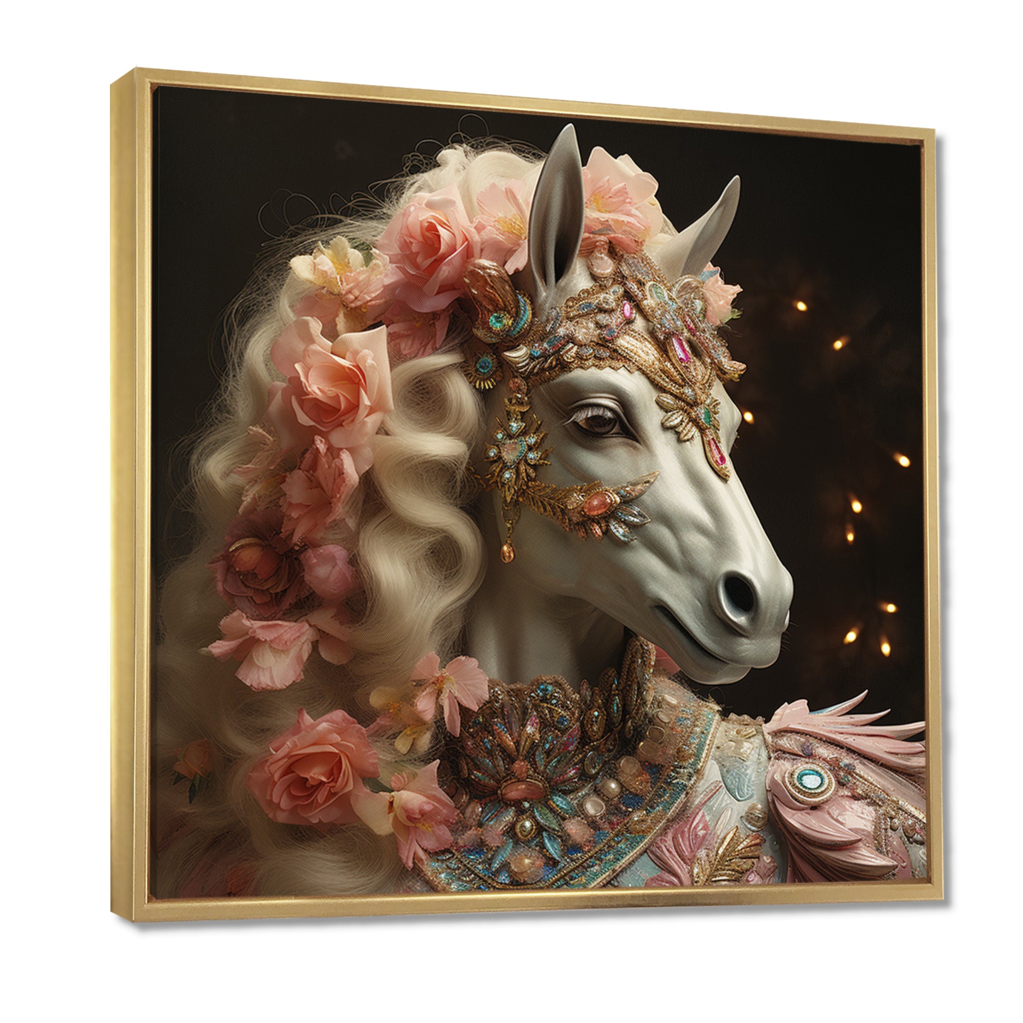 Gracious Horse Retro Glam - Horse Large Canvas Wall Art