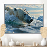 Polar Bear Swimming In Artic Sea - Bear Canvas Wall Art