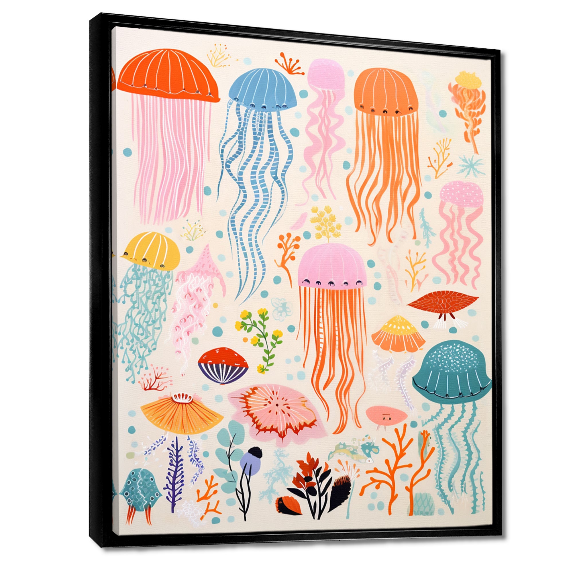 Adorable Jellyfish Retro Illustration - Jellyfish Wall Art Prints