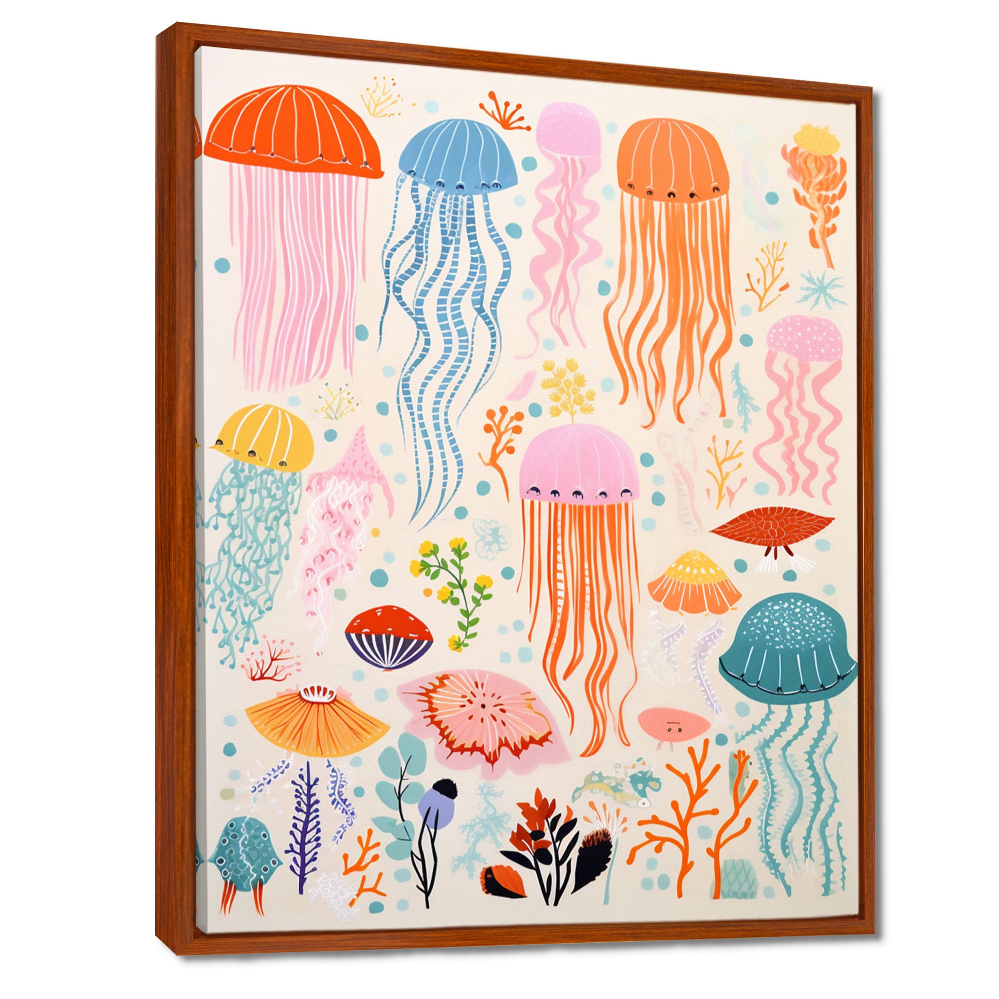 Adorable Jellyfish Retro Illustration - Jellyfish Wall Art Prints