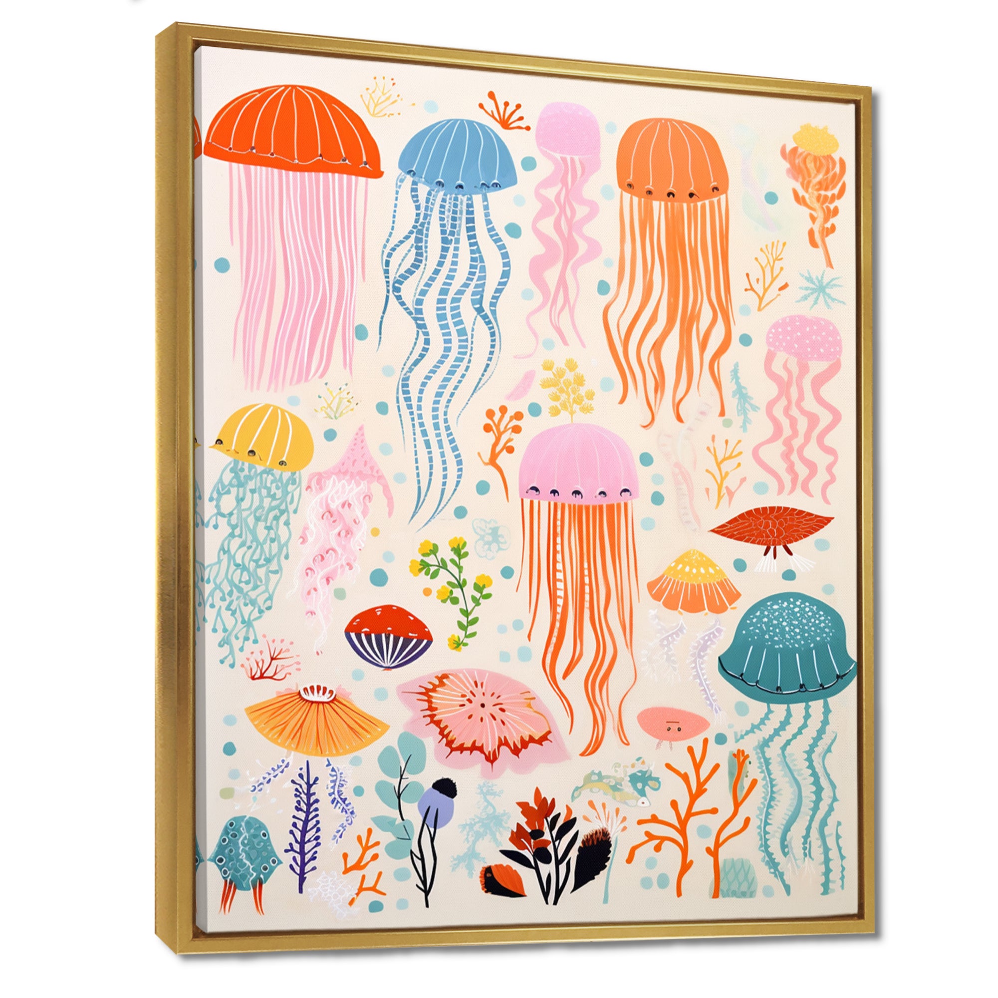 Adorable Jellyfish Retro Illustration - Jellyfish Wall Art Prints