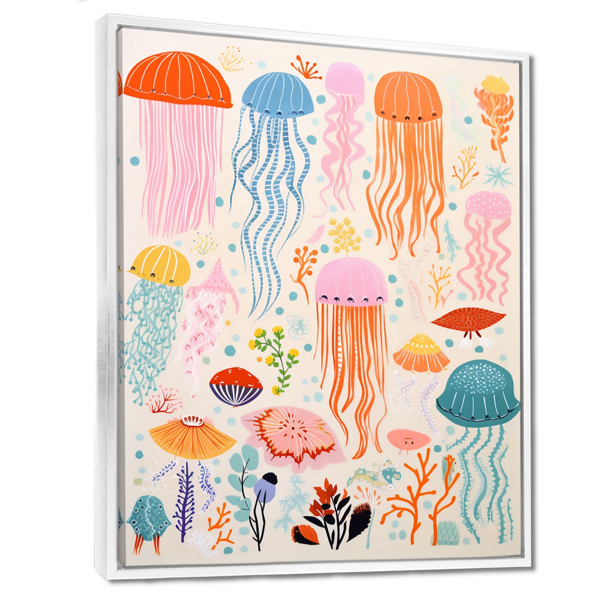 Adorable Jellyfish Retro Illustration - Jellyfish Wall Art Prints
