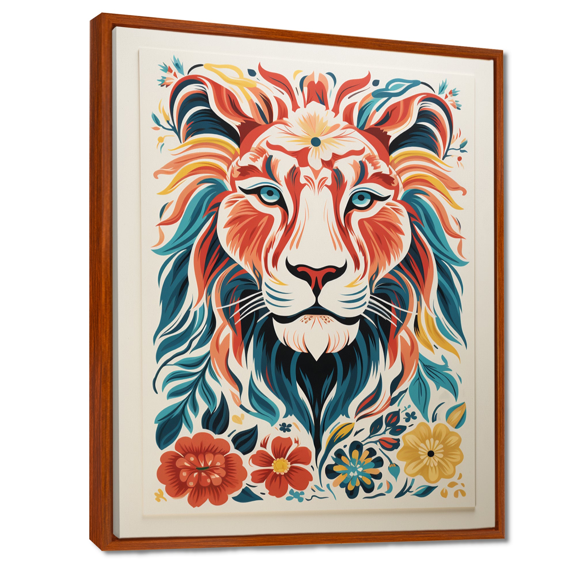 Multi-color LION GRAPHIC - Lion Bedroom Wall Art