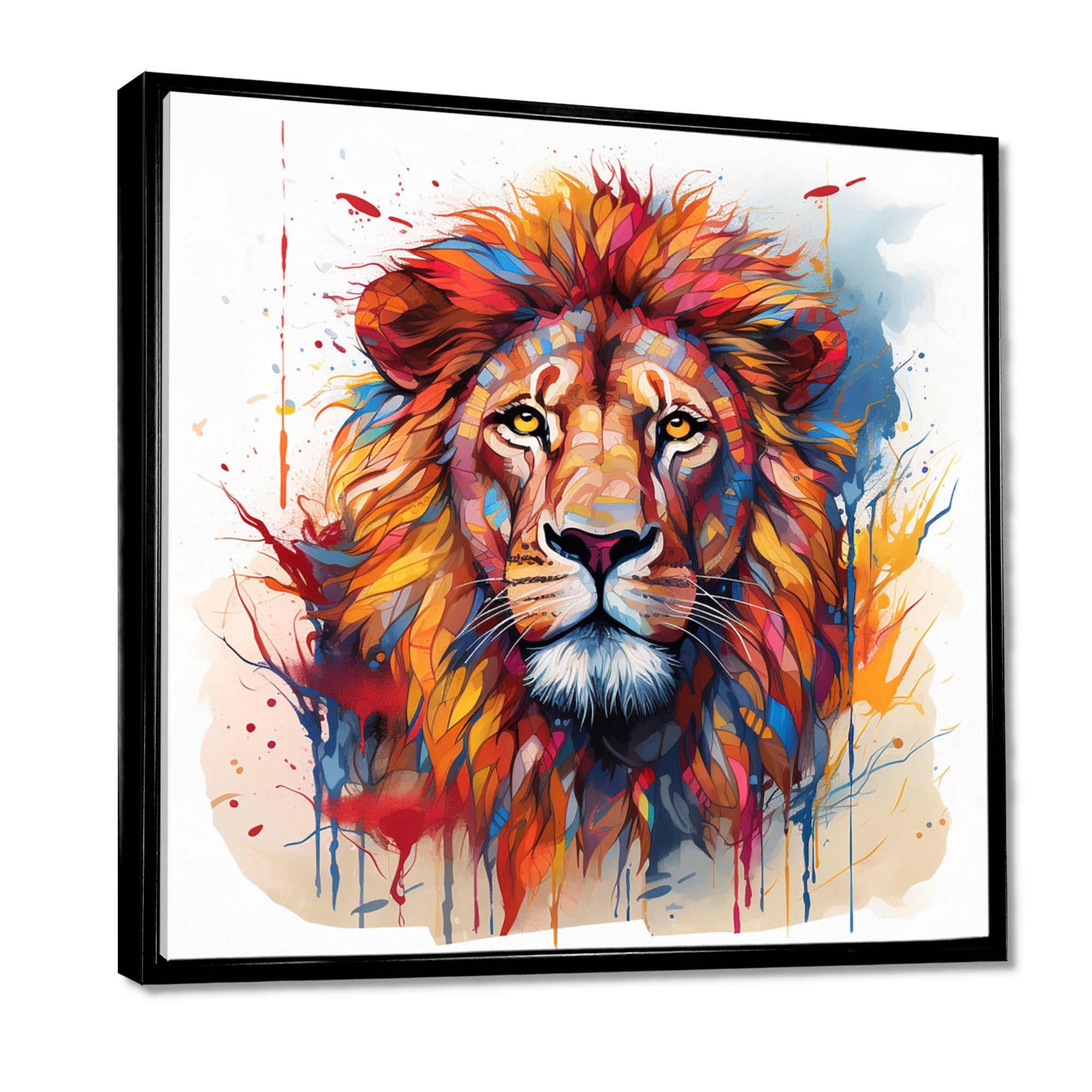 Colorful Lion On White - Lion Canvas Wall Art