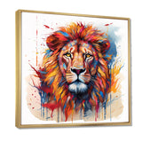 Colorful Lion On White - Lion Canvas Wall Art
