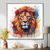 Colorful Lion On White - Lion Canvas Wall Art
