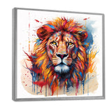Colorful Lion On White - Lion Canvas Wall Art