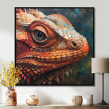 Smirky Red Lizard Portrait - Lizard Wall Art Prints