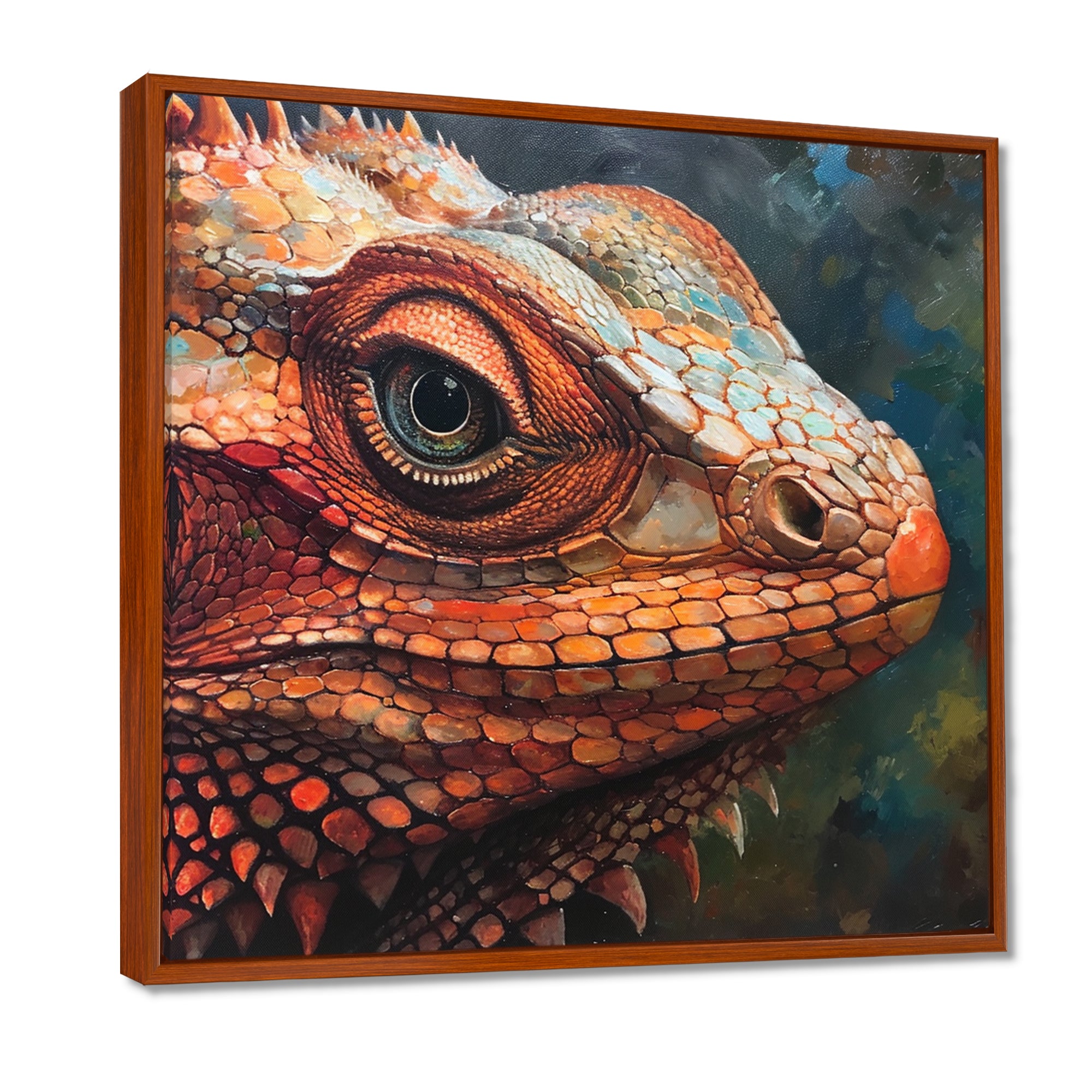 Smirky Red Lizard Portrait - Lizard Wall Art Prints