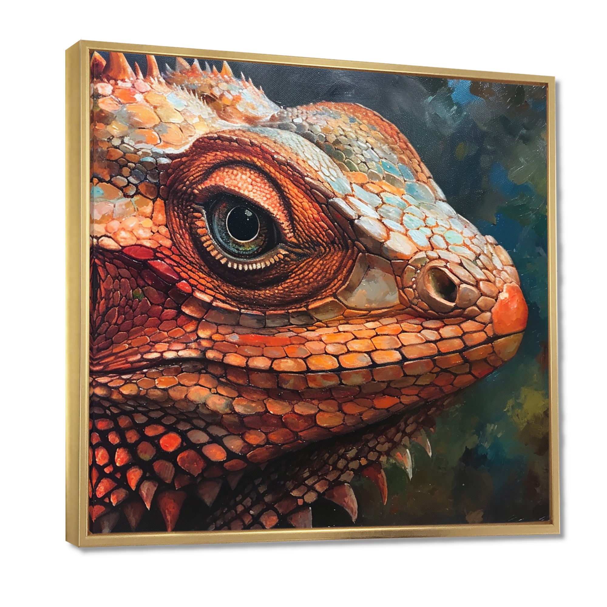 Smirky Red Lizard Portrait - Lizard Wall Art Prints